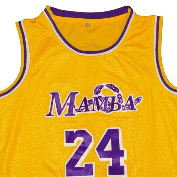 Kobe Bryant #24 "Mamba" Basketball Jersey - Yellow/Gold & Purple - Size M - Picture 3 of 4